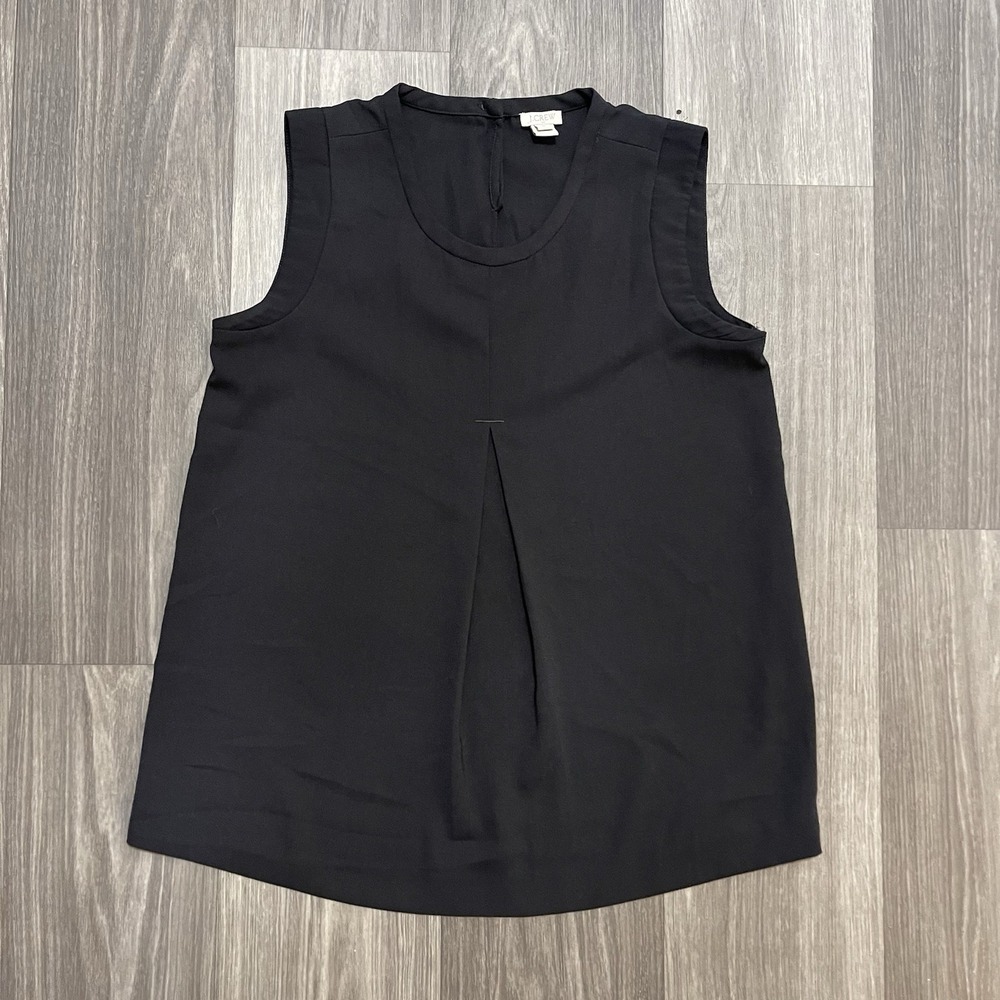 J.Crew Womens Size 2 Black Sleeveless Pleated Front Blouse Shell Career Top
